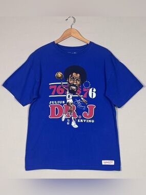 Mitchell & Ness Dr J Julius Erving 76ers Graphic Tee XL NBA Blue